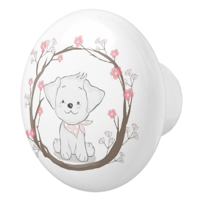 Cute Puppy Ceramic Knob Knopp (Höger)