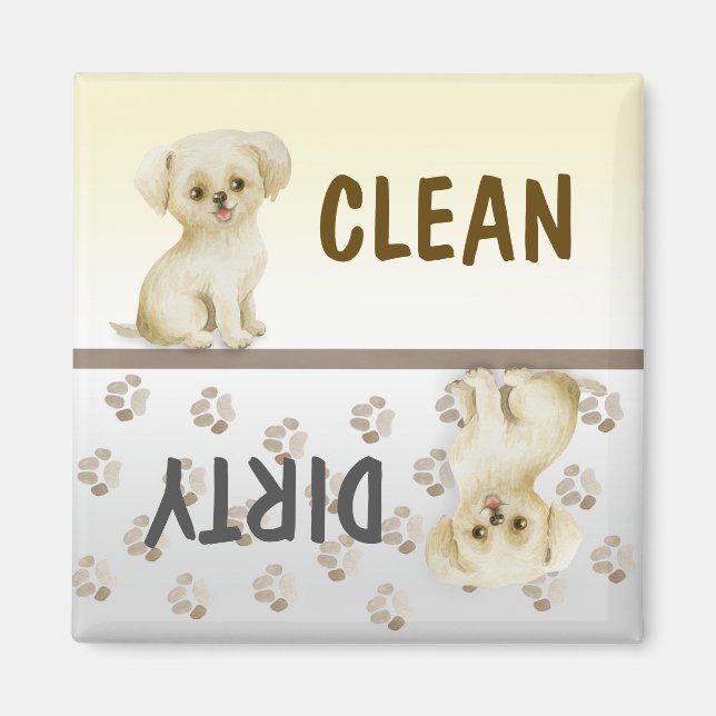 Cute Puppy Clean Dirty Dishwasher Magnet (Framsidan)