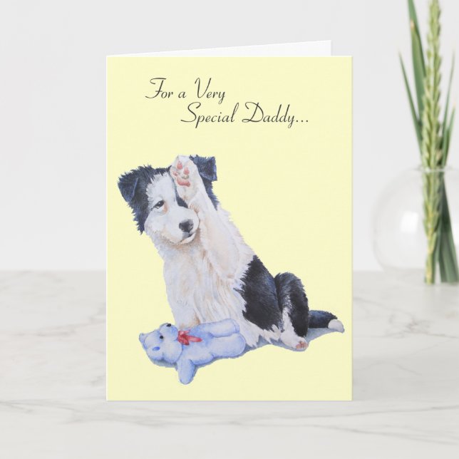 Cute puppy collie hund realist pappa Art Card Kort (Framsida)