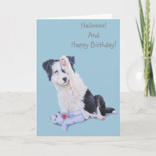 Cute puppy collist realist hund art födelsedagskor kort