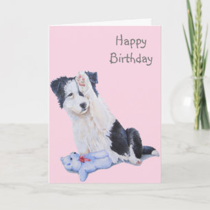 Cute puppy collist realist hund art födelsedagskor kort