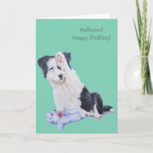 Cute puppy collist realist hund art födelsedagskor kort