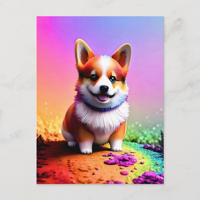 Cute Puppy Corgi Hund-36475 Helg Vykort (Framsida)