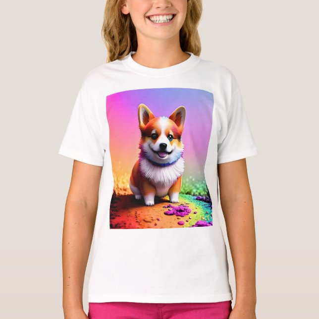 Cute Puppy Corgi Hund-36475 T Shirt (Framsida)