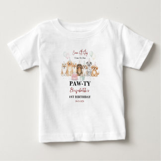 Cute Puppy Dog Boy 1st Birthday | Pawty Time First T Shirt