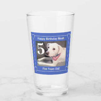 Cute Puppy Dog Photo Birthday Number 5 Blue Glaskopp