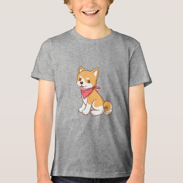 Cute Puppy Dog Shiba Inu T Shirt (Framsida)