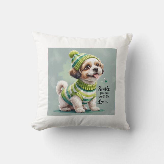 Cute Puppy Dog Square Cushion Kudde (Framsida)