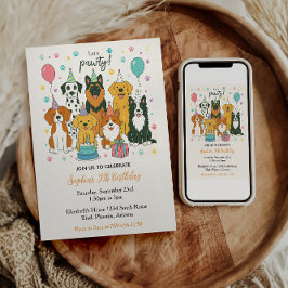 Cute Puppy Dogs Boy 5th Birthday Party Inbjudningar