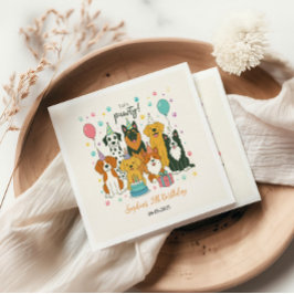 Cute Puppy Dogs Boy 5th Birthday Party Pappersservett