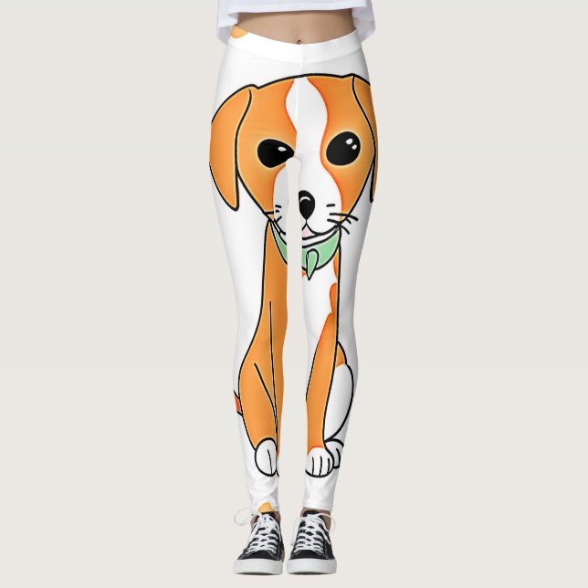 Cute Puppy Fall Artwork Leggings (Framsida)