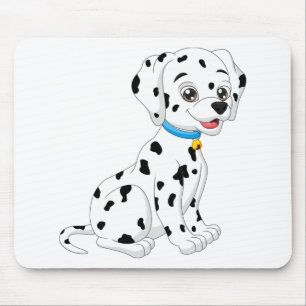 Cute Puppy Fire Hund Black White Tecknad Dalmatien Musmatta
