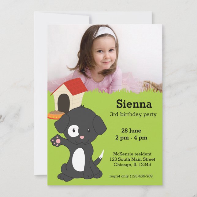 Cute puppy-födelsedag inbjudningar (Framsida)