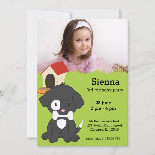 Cute puppy-födelsedag inbjudningar (Framsida)