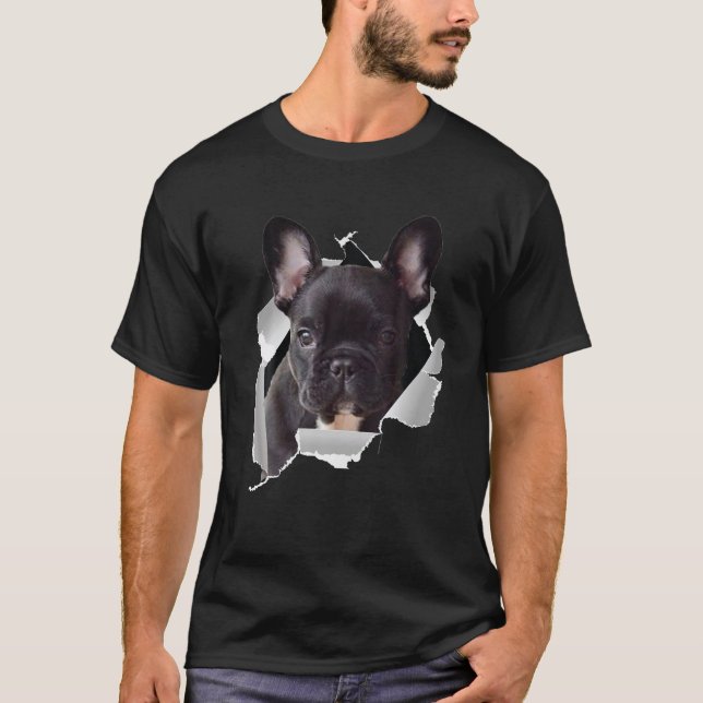 Cute Puppy Fransk Bulldog Ansikte Frenchie Älskare T Shirt (Framsida)