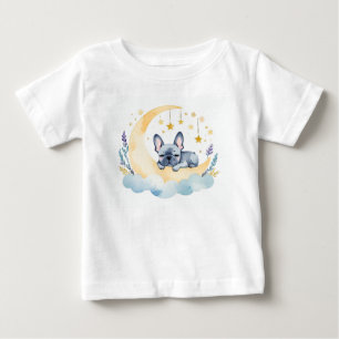 Cute Puppy Fransk Bulldog på Måne - T Shirt