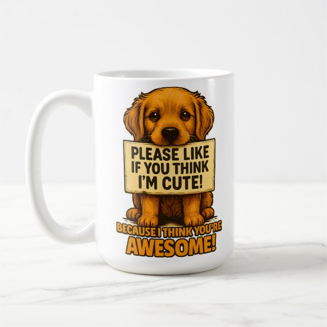 Cute Puppy, Funny Dog Lover Quote Kaffemugg (Vänster)