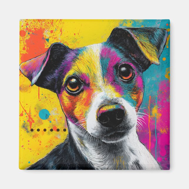 Cute Puppy Funny Dog Mixed Media Animal Pet Magnet (Framsidan)