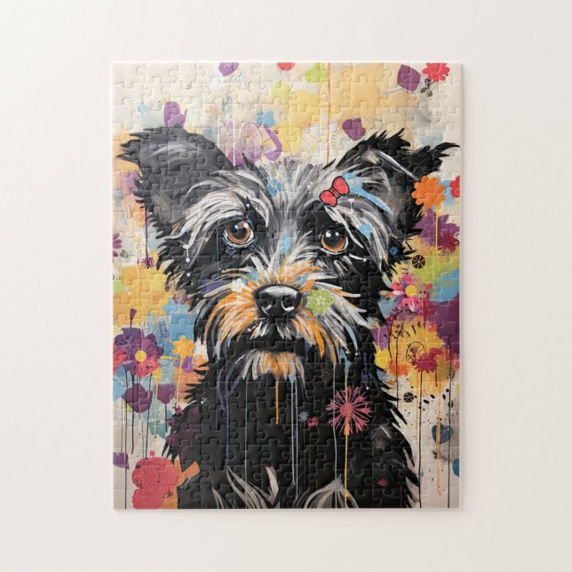 Cute Puppy Funny Dog Mixed Media Animal Pet Pussel (Vertikal)