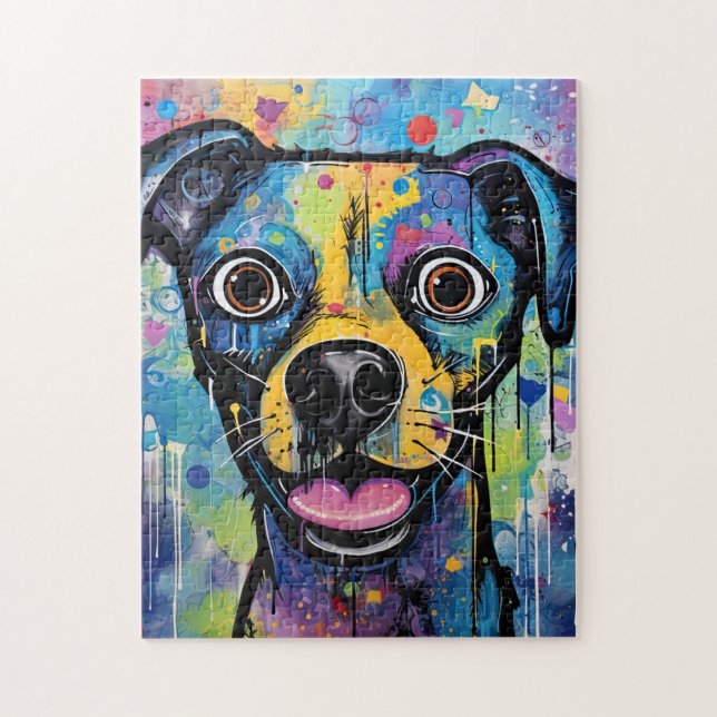 Cute Puppy Funny Dog Mixed Media Animal Pet Pussel (Vertikal)