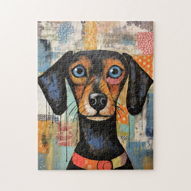 Cute Puppy Funny Dog Mixed Media Animal Pet Pussel (Vertikal)