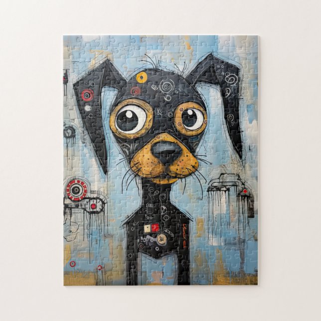 Cute Puppy Funny Dog Mixed Media Animal Pet Pussel (Vertikal)