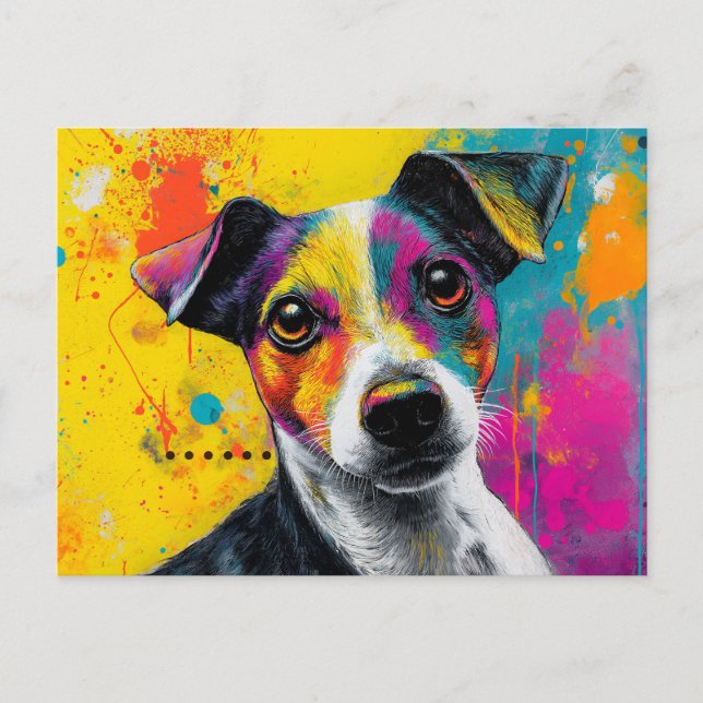 Cute Puppy Funny Dog Mixed Media Animal Pet Vykort (Framsida)