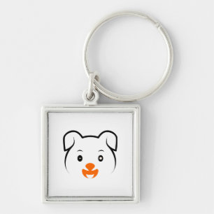 Cute Puppy Fyrkantig Silverfärgad Nyckelring