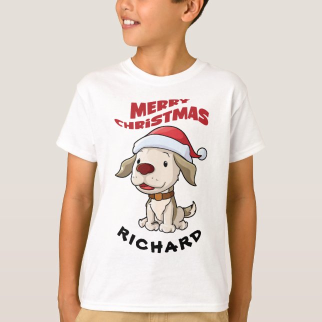 Cute puppy God jul anpassningsbar T-Shirt (Framsida)