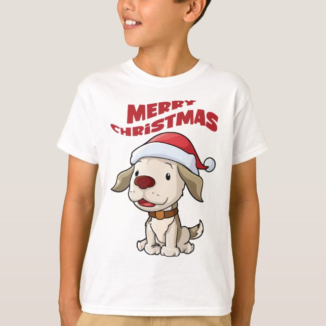Cute puppy God jul T-Shirt (Framsida)