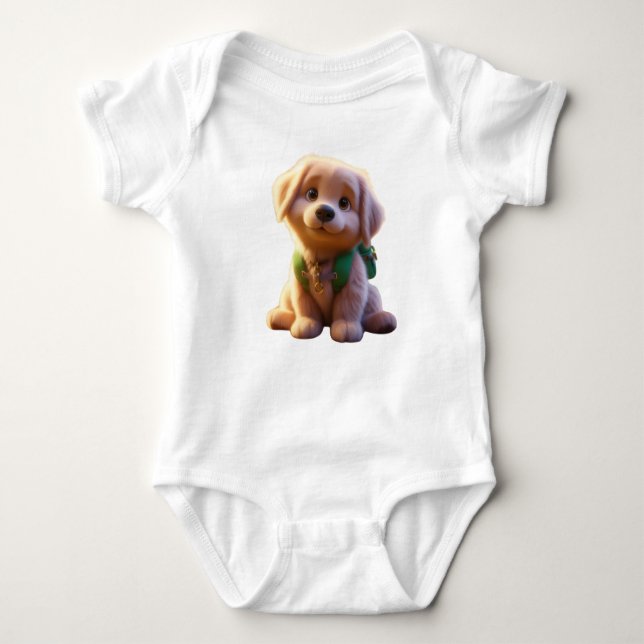 Cute Puppy, Golden Retriever, Baby BodysuitT-Shirt T Shirt (Framsida)