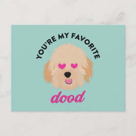 Cute Puppy Goldendoodle Valentine Day Card Helg Vykort