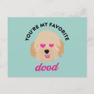 Cute Puppy Goldendoodle Valentine Day Card Helg Vykort