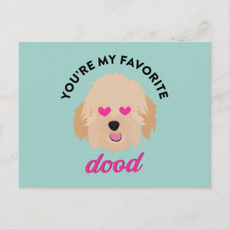 Cute Puppy Goldendoodle Valentine Day Card Helg Vykort