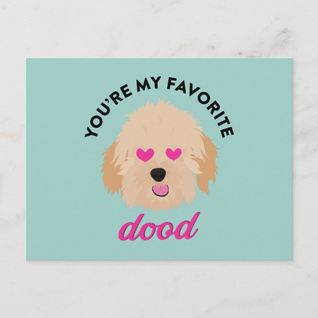 Cute Puppy Goldendoodle Valentine Day Card Helg Vykort (Framsida)