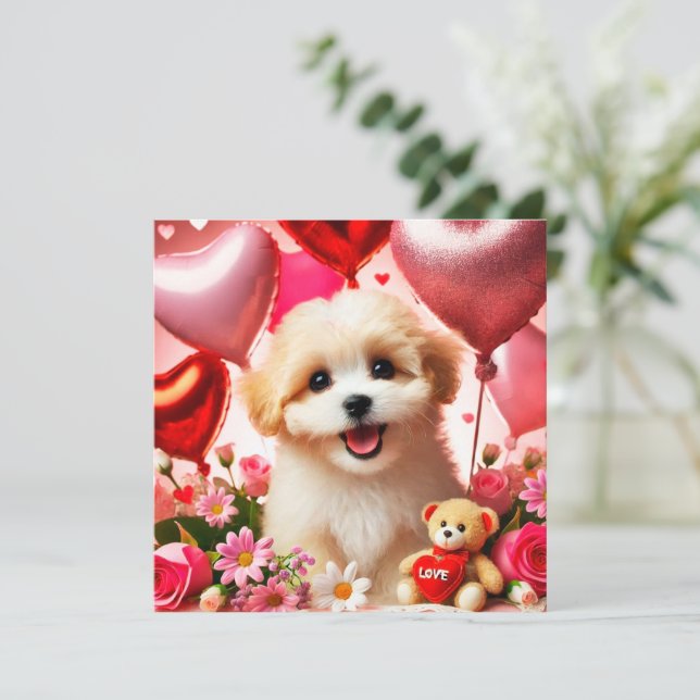 Cute puppy Happy Valentine's day  Julkort (Stående Fram)