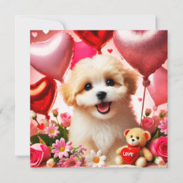 Cute puppy Happy Valentine's day Julkort
