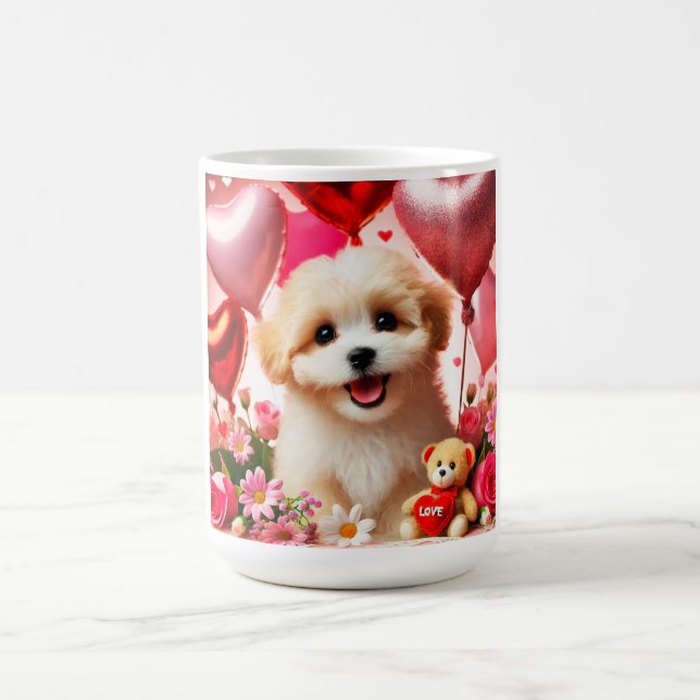 Cute puppy Happy Valentine's day  Kaffemugg (Center)