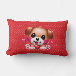 Cute Puppy Heart Sticka Valentine Dekorativ kudde