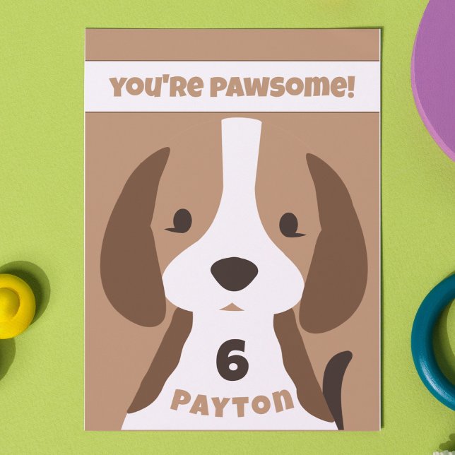 Cute Puppy Hund Age & Namn Barn Födelsedagsfest Tack Kort (cute puppy dog birthday card thank you card with custom name and age)