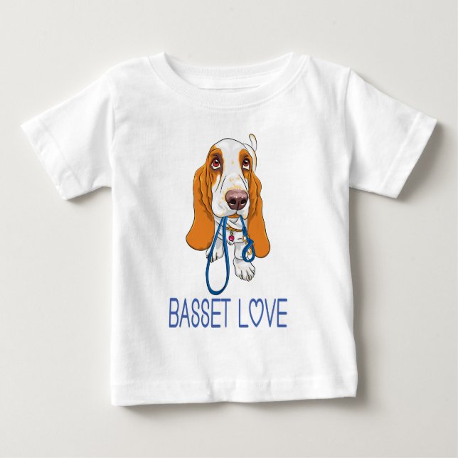 Cute Puppy Hund älskare Gift Tecknad Basset Hound T Shirt (Framsida)
