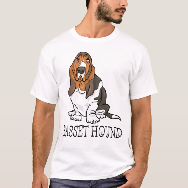 Cute Puppy Hund älskare Tecknad Basset Hound T-Shi T Shirt (Framsida)