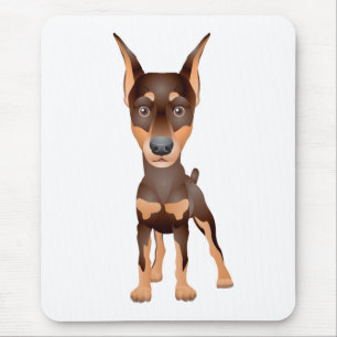 Cute Puppy Hund älskare Tecknad Doberman Pincher Musmatta