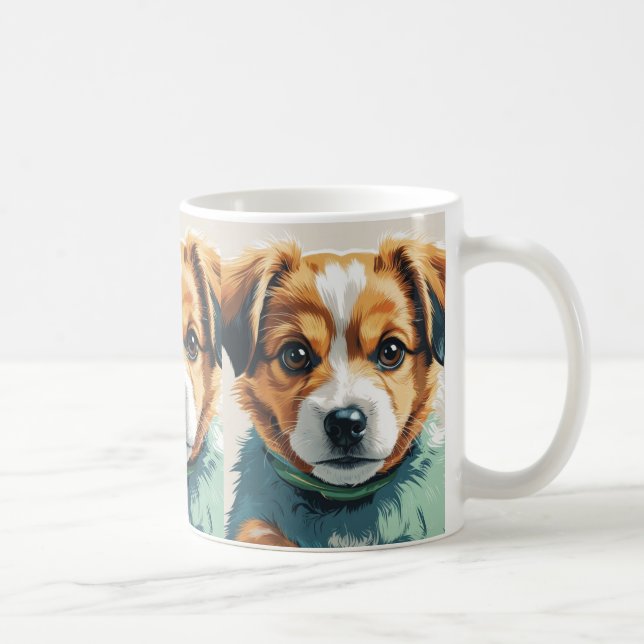 Cute Puppy Hund Art Mugg - Djurälskarns Coff (Höger)
