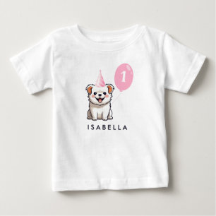 Cute Puppy Hund Birthday Girl Rosa Balloon T Shirt