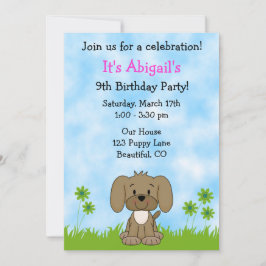 Cute Puppy Hund Birthday Investigation for Girls Inbjudningar