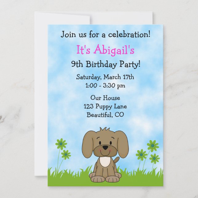 Cute Puppy Hund Birthday Investigation for Girls Inbjudningar (Framsida)