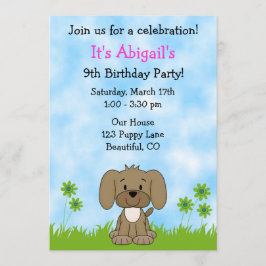 Cute Puppy Hund Birthday Investigation for Girls Inbjudningar