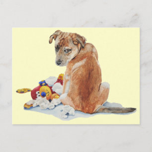 Cute puppy-hund blandad ras med teddy realist art vykort