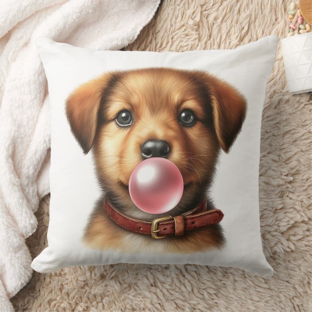 Cute Puppy Hund Bloble Gum Nursery Kudde (Filt)